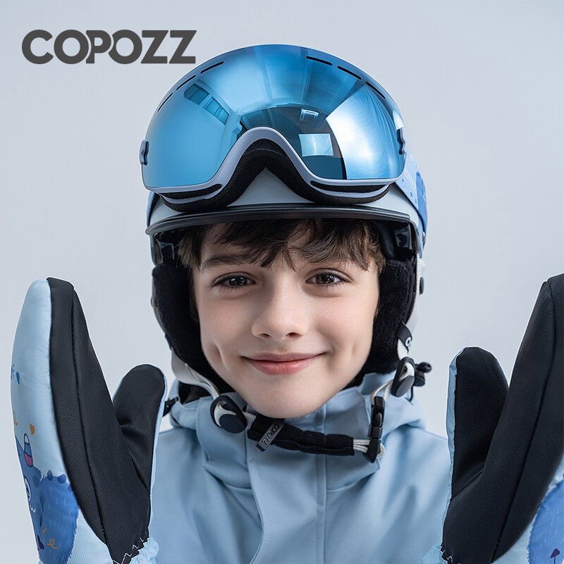 نظارات تزلج للأطفال ماركة COPOZZ لأعمار 4-15 سنة نظارات واقية احترافية مضادة للضباب على الجليد للأطفال UV400 نظارات قناع تزلج للأطفال