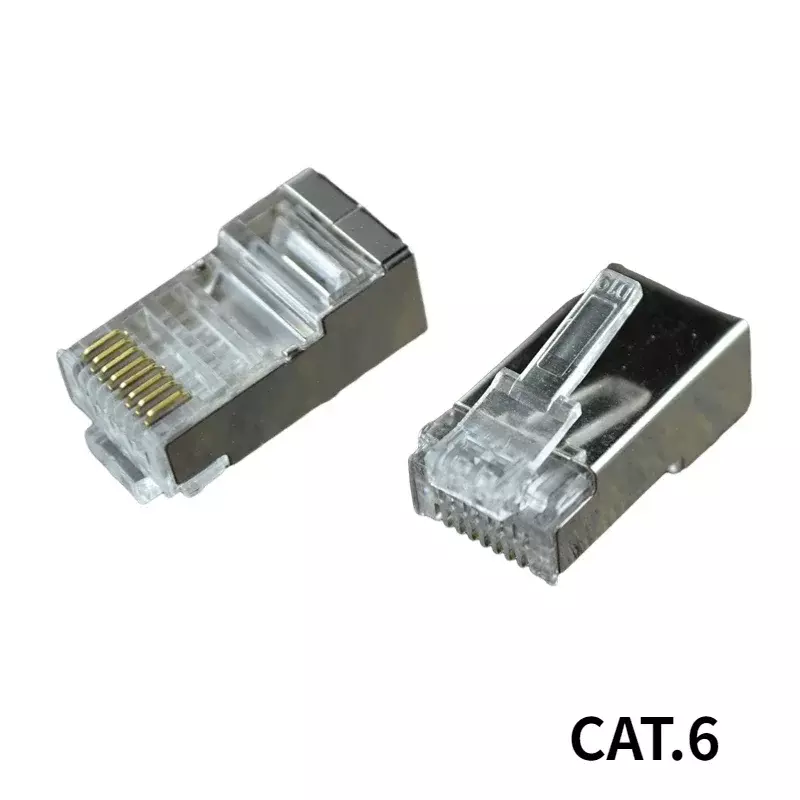 Geschirmter cat6 rj45 stecker cat.68p8c modularer ethernet kabel kopfst ecker vergoldeter crimp netzwerk rj45 stecker (100 stücke)