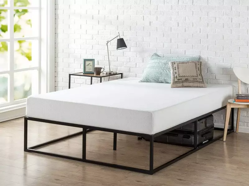 Łóżko, nowa rama łóżka z platformą materacową, rabat 66%, wspornik listwy drewnianej / bez sprężyny skrzynkowej / solidna stalowa konstrukcja, królowa