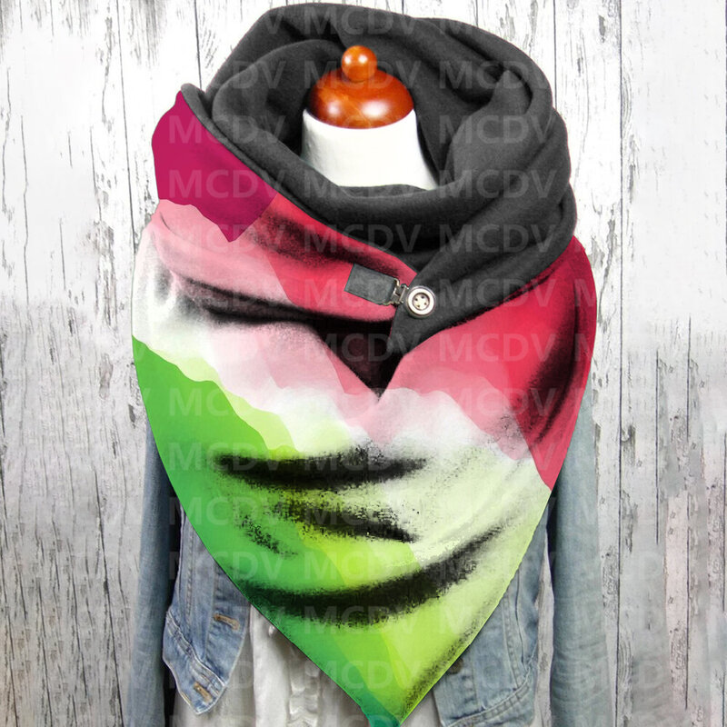 女性のグラデーション3Dプリントスカーフ、暖かく快適なショール、カジュアル、01