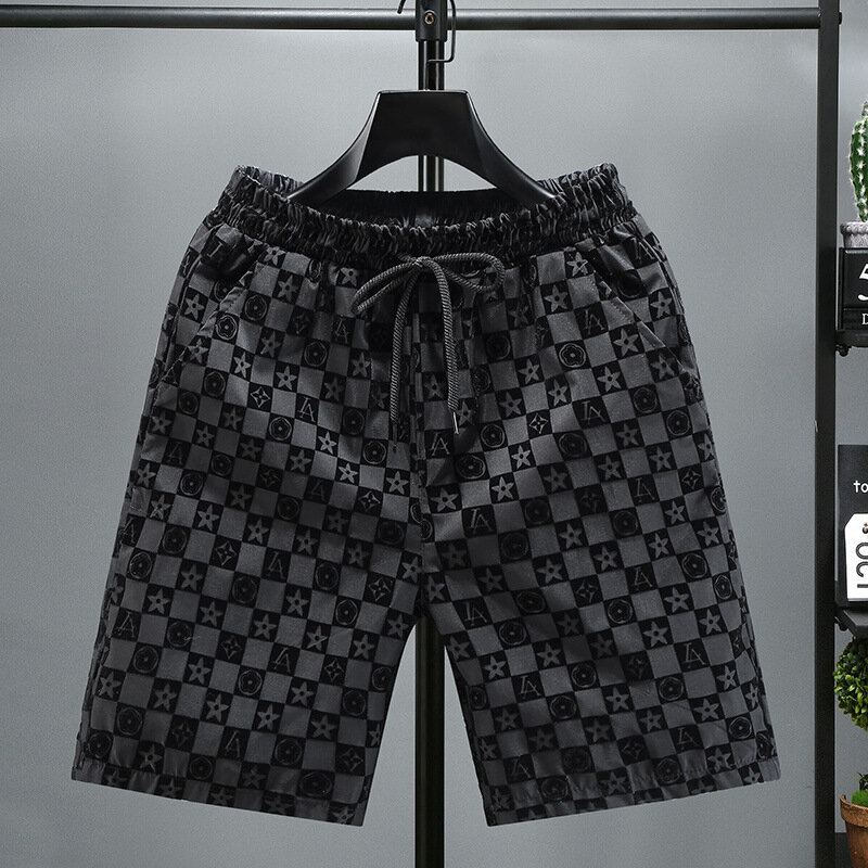 Pantalones cortos de playa informales flocados de alta gama para hombre, prendas de vestir exteriores de verano, nuevos
