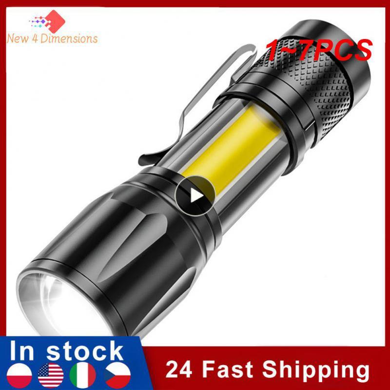 Mini LED Zoom Foco Lanterna, Carregamento USB, Impermeável, Ajustável, Penlight, Lanterna, Lanterna, Novo, Quente, 1-7Pcs, 2023