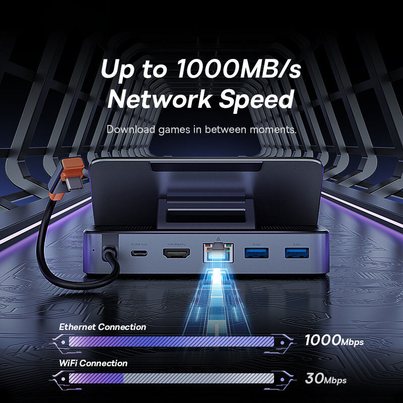 Baseus-estación de acoplamiento USB C para Steam Deck Nintendo Switch, concentrador USB 100, compatible con HDMI, 4K @ 60Hz, RJ45, PD, 3,0 W