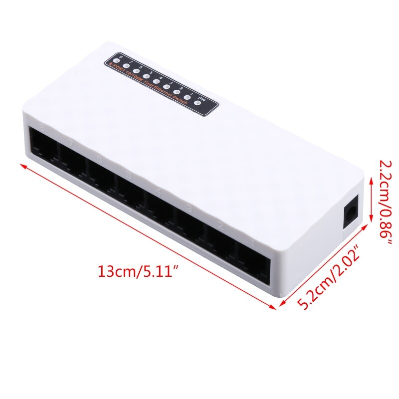 10/100Mbps 8 puertos Fast Ethernet LAN RJ45 conmutador red Switcher Hub PC escritorio
