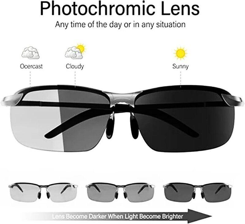 Driving Photochromic Sunglasses Men Polarized Chameleon Discoloration Sun Glasses for Men Women UV400 Male Drive Goggles 2023