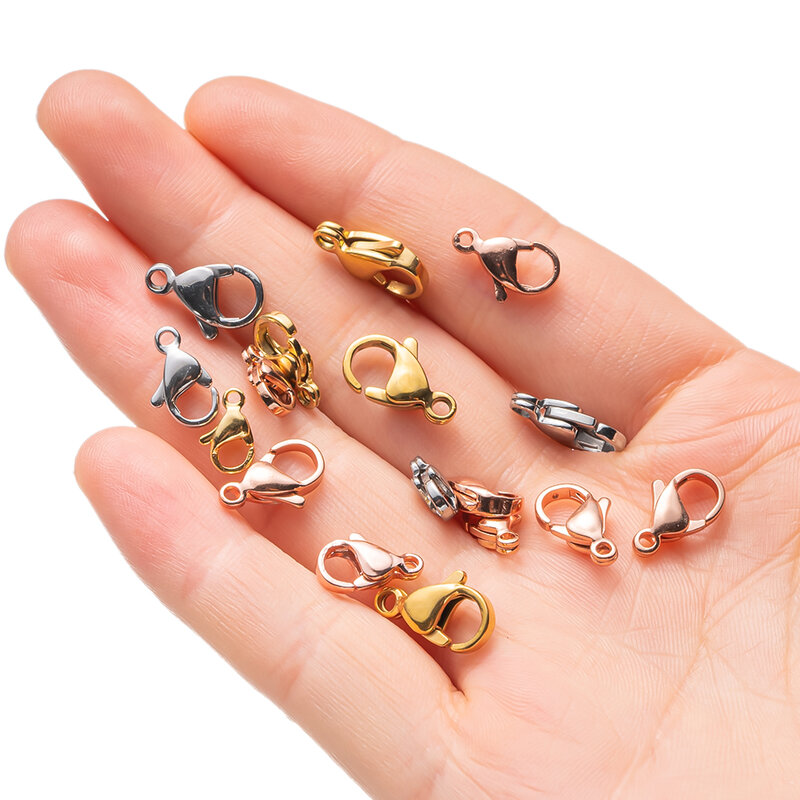 20 buah gesper Lobster baja tahan karat pengikat kunci kait konektor DIY gelang kalung gantungan kunci Aksesori pembuatan perhiasan