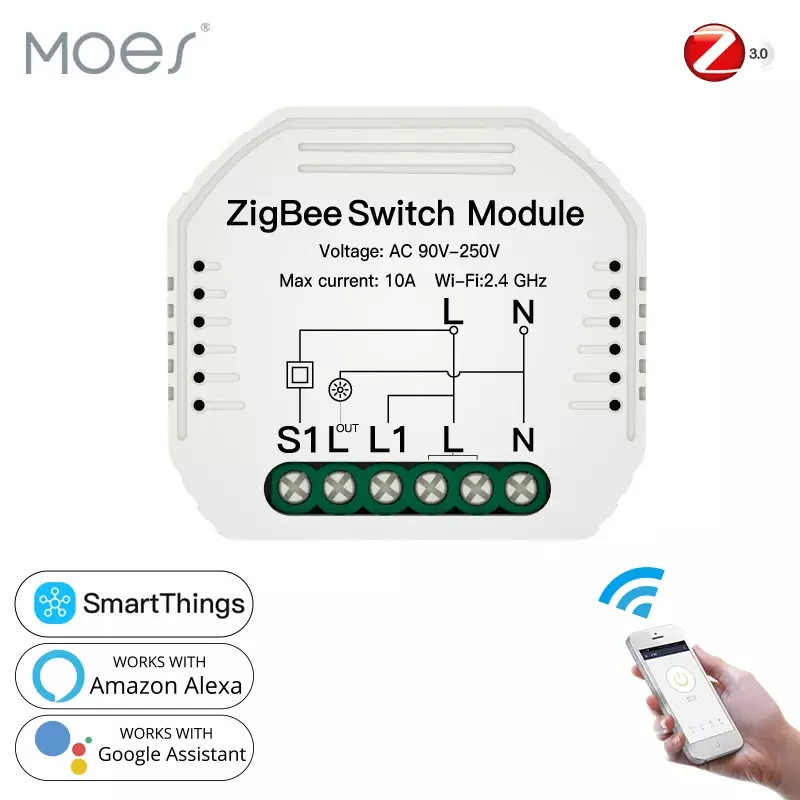 Tuya ZigBee 3.0 Modul Sakelar Lampu Pintar Kehidupan Pintar/Remote Control Nirkabel Tuya, Bekerja dengan Alexa Google Home untuk Kontrol Suara