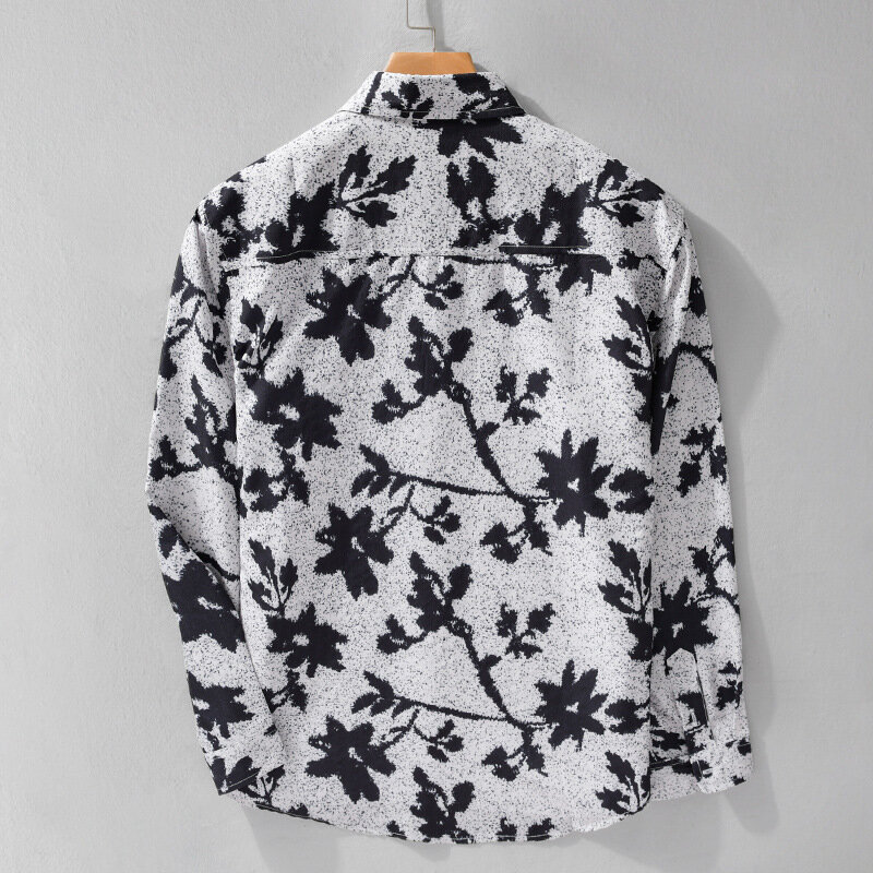 9552 camicia Vintage con stampa floreale da uomo primavera autunno nuova moda manica lunga camicetta con risvolto adolescenti Streetwear KoreanTrendy Casual top