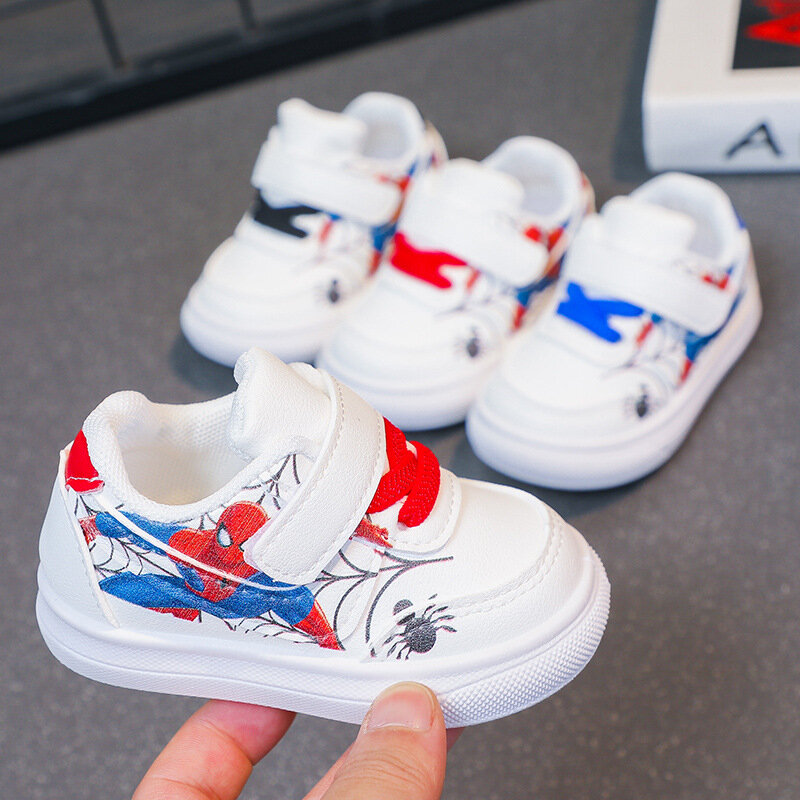Sapatos casuais branco Disney para crianças, marca de desenhos animados, sapatos infantis, calçados esportivos para criança, sapatos de caminhada para bebê menino e menina, tamanho 18-29