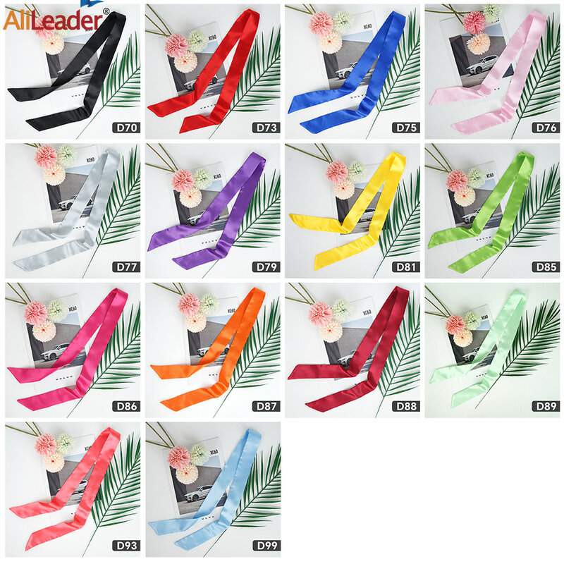 Alileader 여성용 소프트 롱 새틴 스카프 헤드, 여아용 리본 머리띠, 목 넥타이, DIY 다용도 단색 사용 가능, 패션
