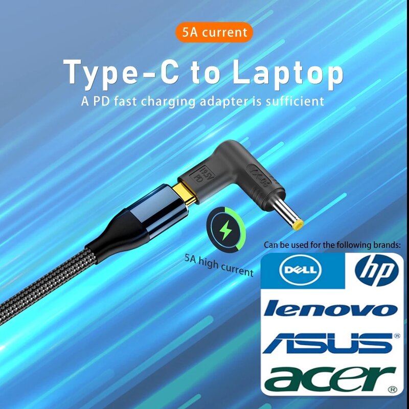 100 واط USB نوع C إلى تيار مستمر شحن سريع محول التوصيل موصل عالمي USB C محمول شاحن محول لديل Asus Hp أيسر لينوفو