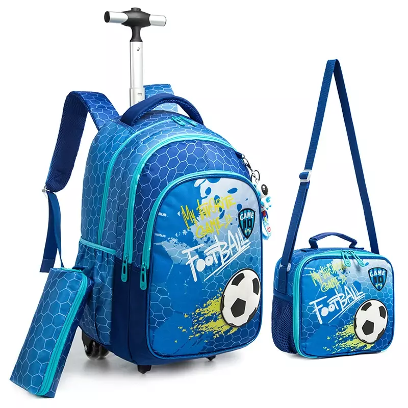 Tas sekolah anak, tas ransel sekolah anak-anak, tas troli, roda, koper perjalanan, tas troli, tas ransel beroda untuk anak laki-laki