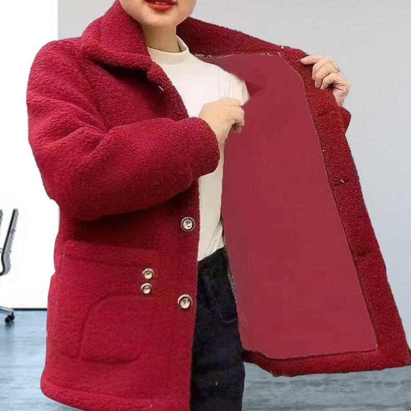 여성용 라펠 긴팔 울 가디건 코트, 세련된 여성 재킷 코트, 가을 겨울 단색 재킷, 아웃웨어