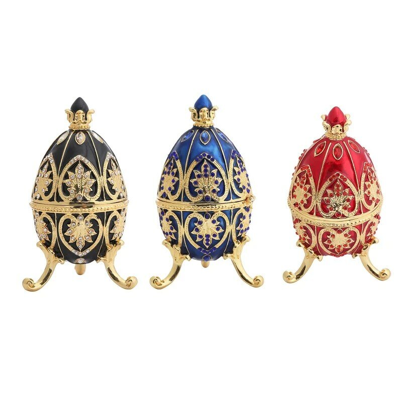 Kotak Perhiasan Tipe Telur Paskah Penyimpanan Perhiasan Berlian Imitasi Dekorasi Rumah Kantor