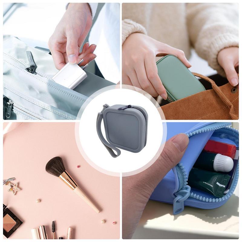 Silicone Zipper saco chave de armazenamento para mulheres, saco de auscultadores, mini carteira, porta-moedas quadrada, adulto e crianças
