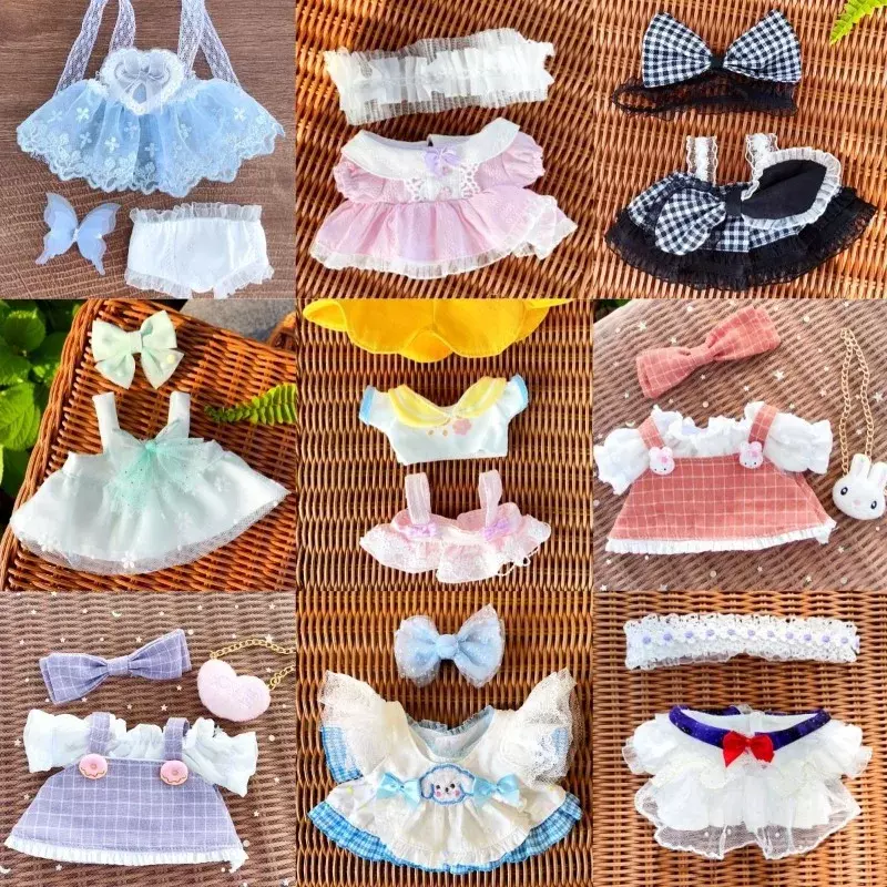 Conjunto de ropa de bebé de 20cm para primavera y verano, vestido de princesa, falda, pelo pelado, repuesto para bebé