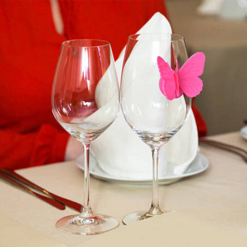 6/12 stücke Weinglas Marker kreative Schmetterling Silikon Getränk Charms Trinkbecher Kennung Zeichen markieren Lebensmittel qualität Party liefert