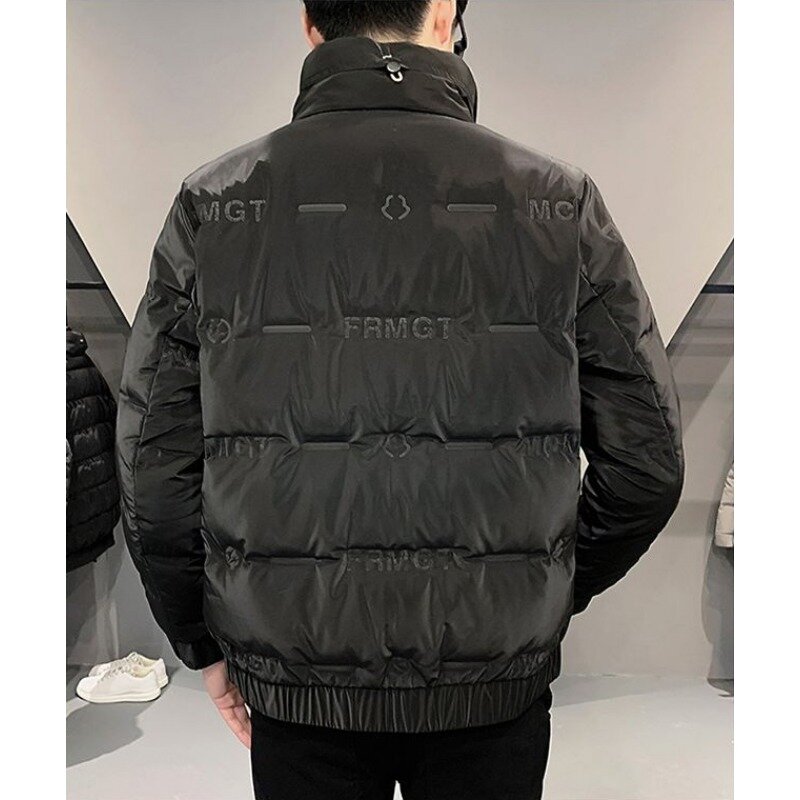 Зимняя новая мужская плотная теплая пуховая куртка, Мужская короткая верхняя одежда в Корейском стиле, однотонная верхняя одежда большого размера