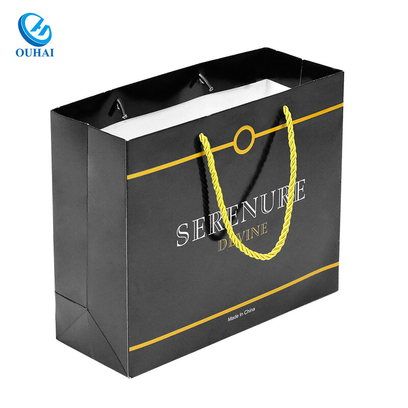 Spersonalizowany produkt 、 tanie ceny luksusowe słynne niestandardowe drukowane papierowa torba na zakupy z Twoim własne Logo
