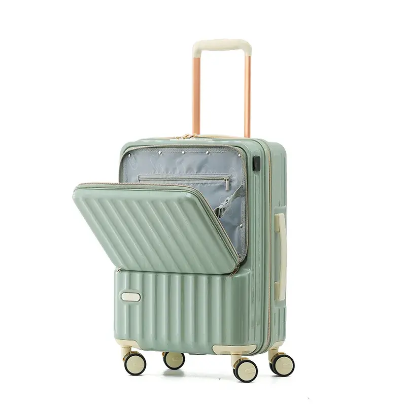 Новый чемодан на колесиках для путешествий, легкий чемодан с открытым спереди, чемодан большой емкости, гибкий универсальный чемодан на колесиках