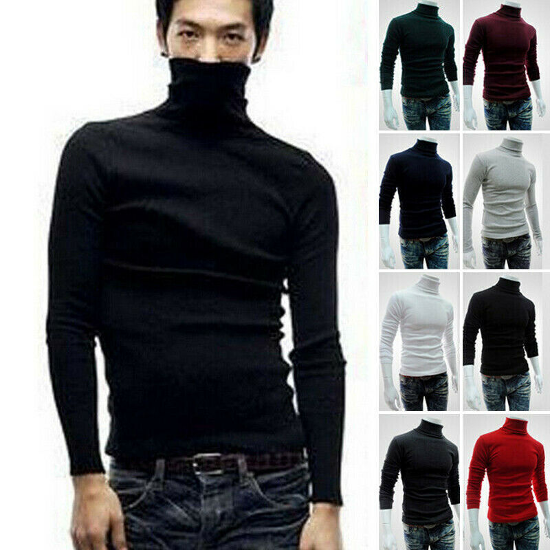 Men's Autumn Casual Long Sleeve Sweater Solid Color Turtleneck Fashion Breathable Comfortable Bottom Casual Sweater Top