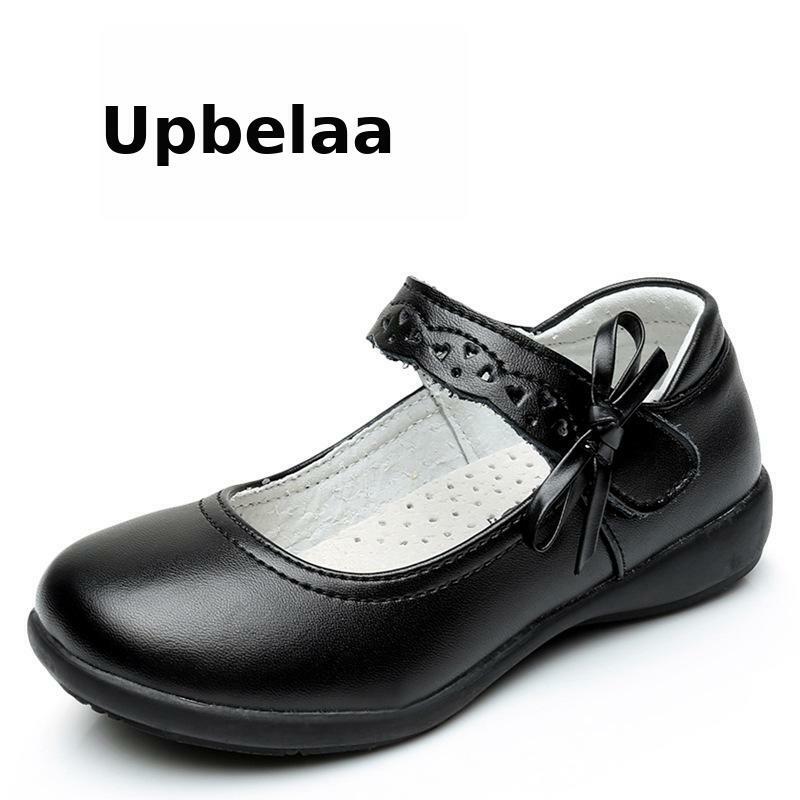 حذاء للأطفال بنات الأميرة أحذية جلد طبيعي الاطفال أحذية أسود أبيض الطلاب مدرسة أداء آداب موضة الحفلات