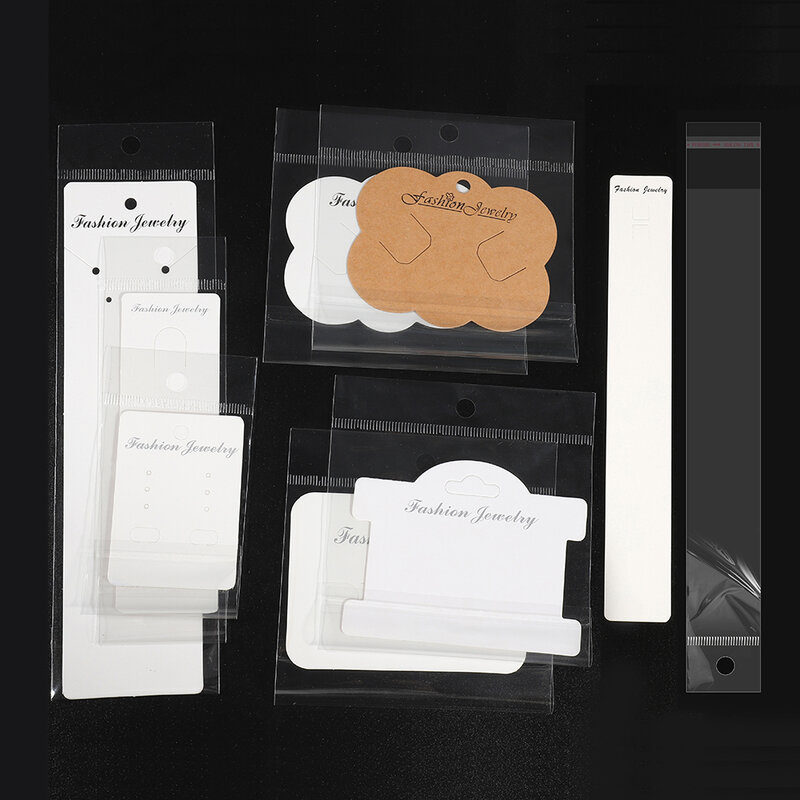 30Sets Sieraden Display Card Met Transparante Opp Zakken Voor Handgemaakte Ketting Armband Oorbel Hoofddeksels Wikkelen Zakken Diy Bevindingen