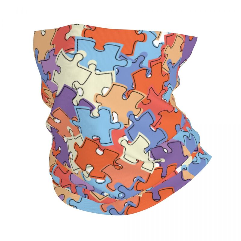 Puzzle Geometric Colorful Bandana Neck Cover Printed Balaclavas Mask Scarf Warm Headband Riding for Men Women Adult Windproof