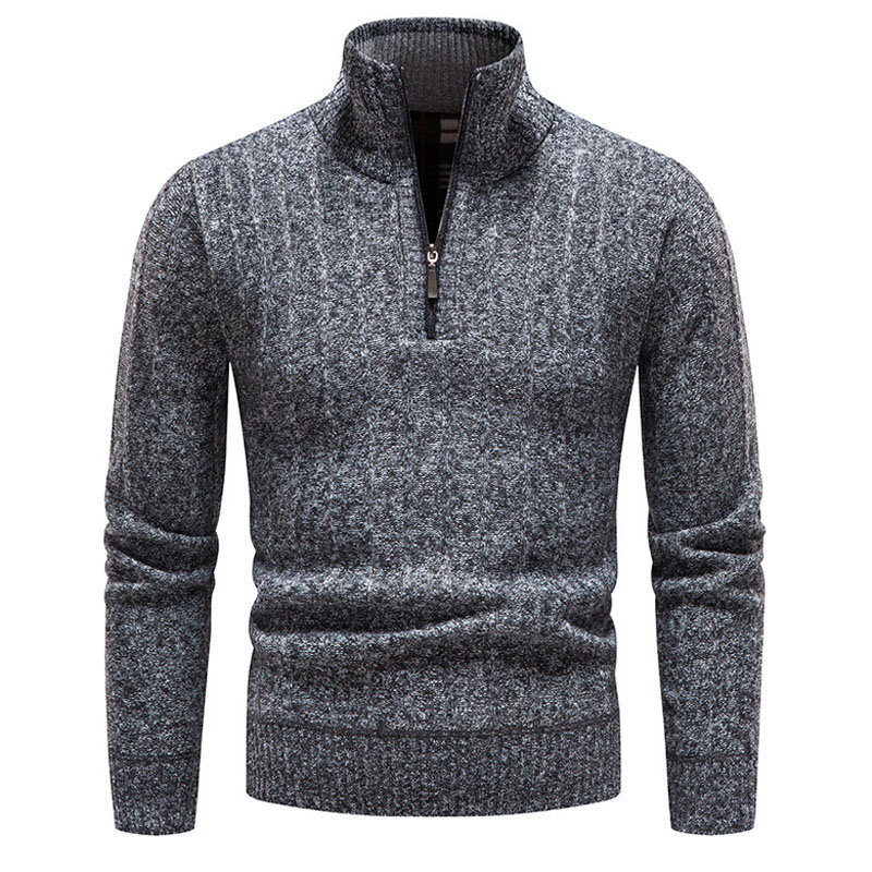 Novo 2023 outono camisola de malha masculina moda magro ajuste pulôver masculino causal suéteres casacos com zíper gola roupas masculinas my918