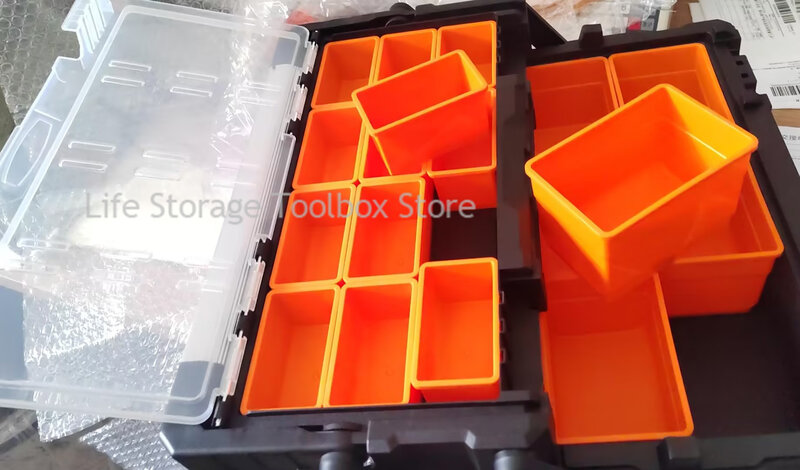ポータブルプラスチックツールボックス、2層の大きなツールボックス、パーツオーガナイザー、収納ボックス、ネジハードウェア
