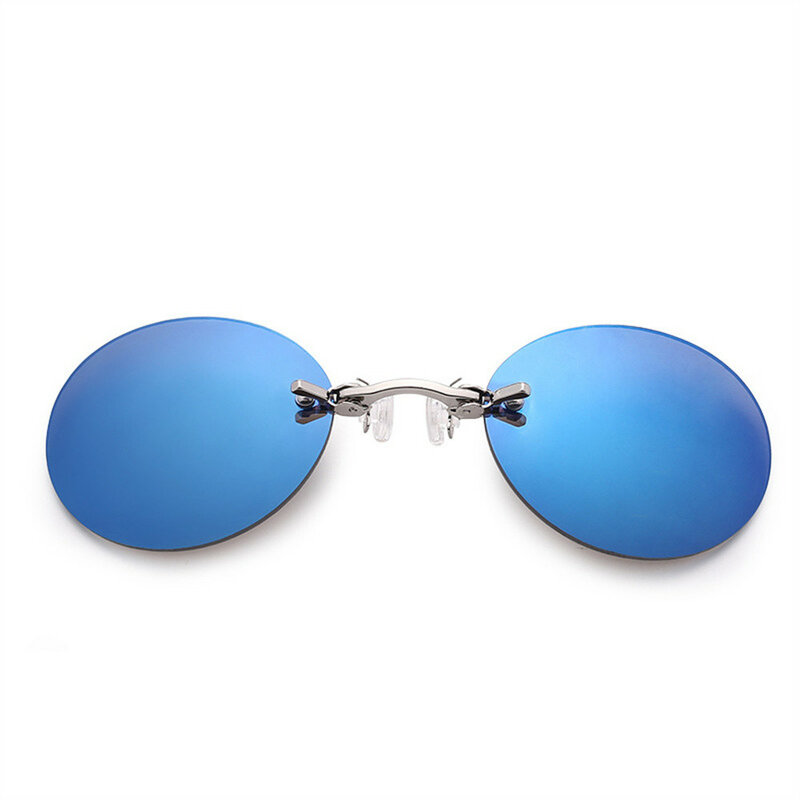 1pc Clip On Nose Glasses Round Rimless Matrix Morpheus Sunglasses Mini Frameless Vintage Men Eyeglasses UV400