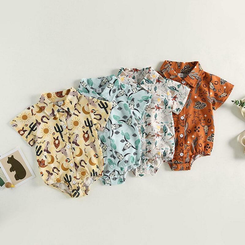 4 kolorowe ubranka dla chłopca nadruk z krową kombinezon kombinezon z krótkim wiejskim zapinana rękawem sukienka koszulka kowbojska ubrania body I5Q3