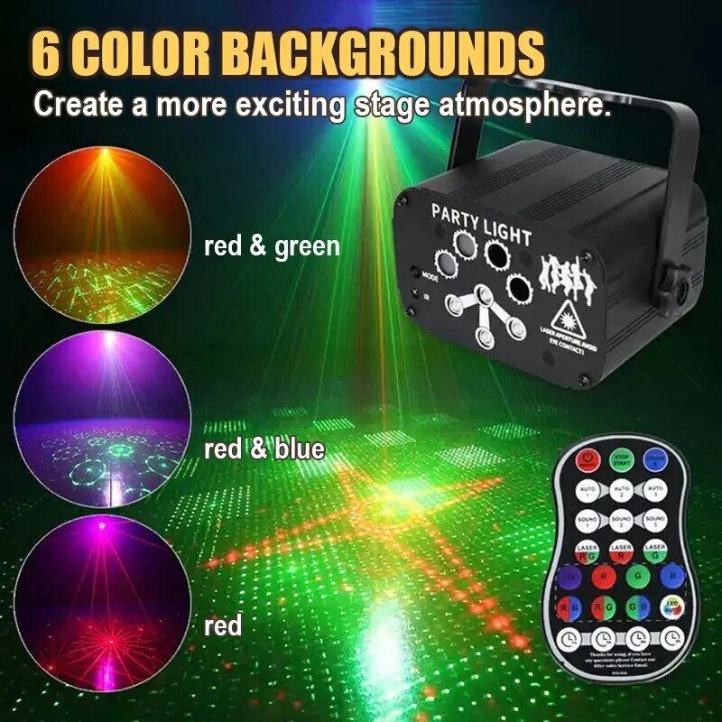 Mini proiettore Laser RGB Stage Light DJ Disco LED lampada USB ricaricabile UV Sound Strobe Stage Effect Wedding Xmas Holiday Party