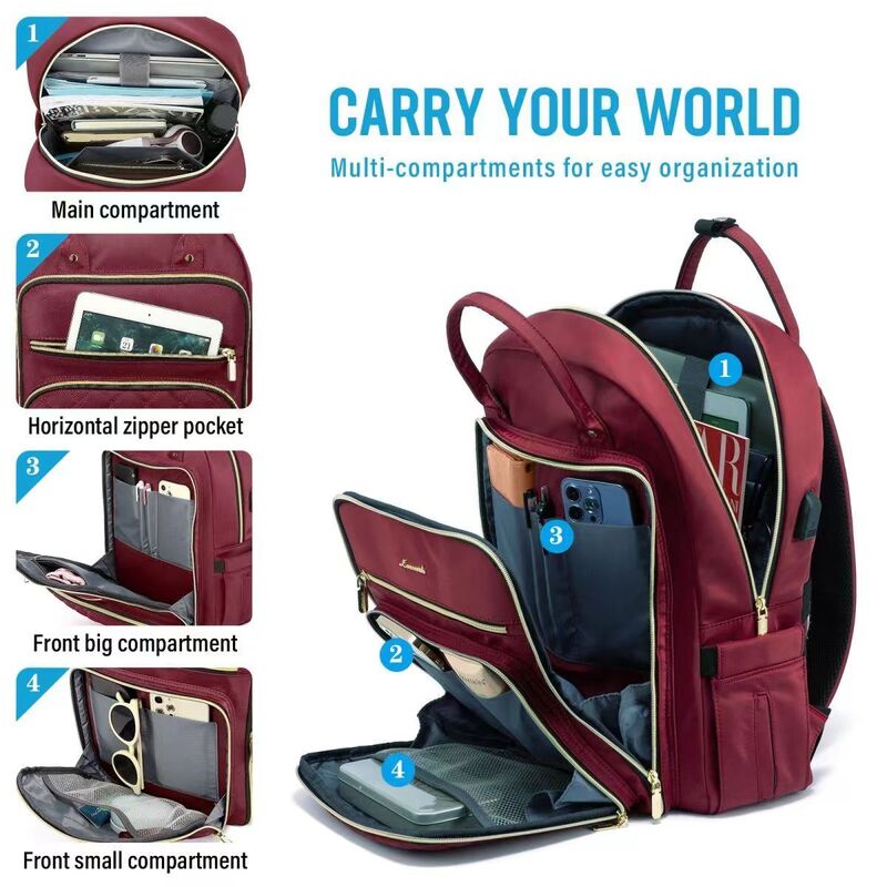 Tas bepergian gunung autentik antiair, tas komputer ekstra besar, tas tangan ibu untuk perjalanan dan lari