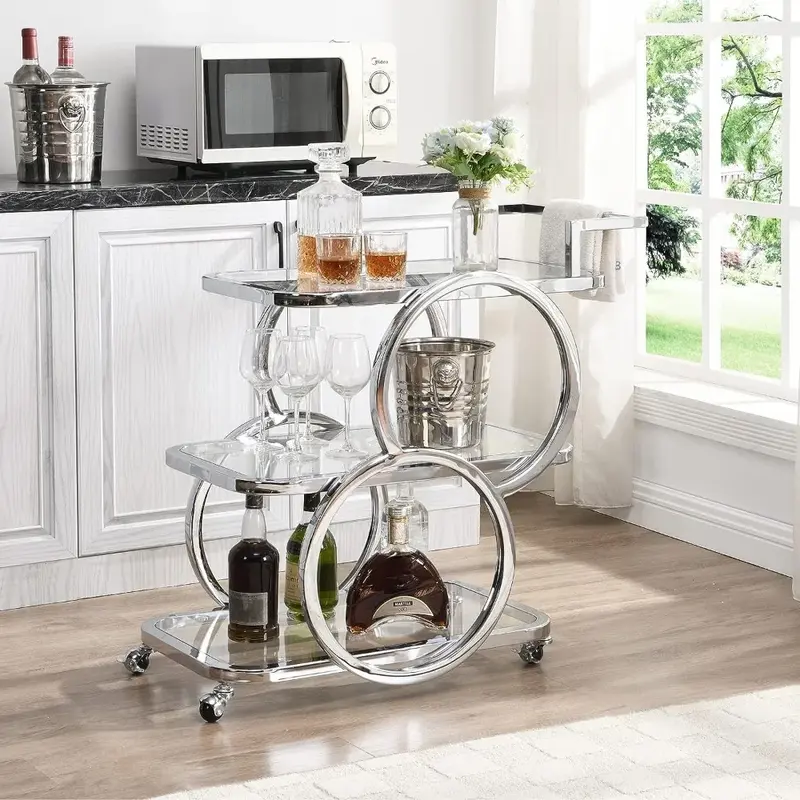 Family bar service cart, 3rd floor kitchen cart with wheels, mobile bar cart, family kitchen, restaurant, living room, party