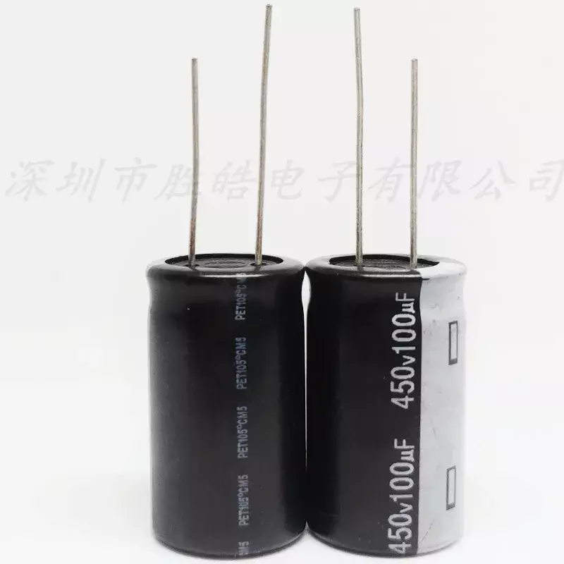 Capacitores eletrolíticos de alumínio, plugue reto, 450V100UF Volume 18x30mm, 5pcs