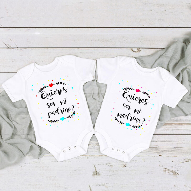 Do You Want To Be My Godmother / Godfather Newborn Baby Bodysuits Baby Announcement Gift Jumpsuit Cute Toddler Clothes