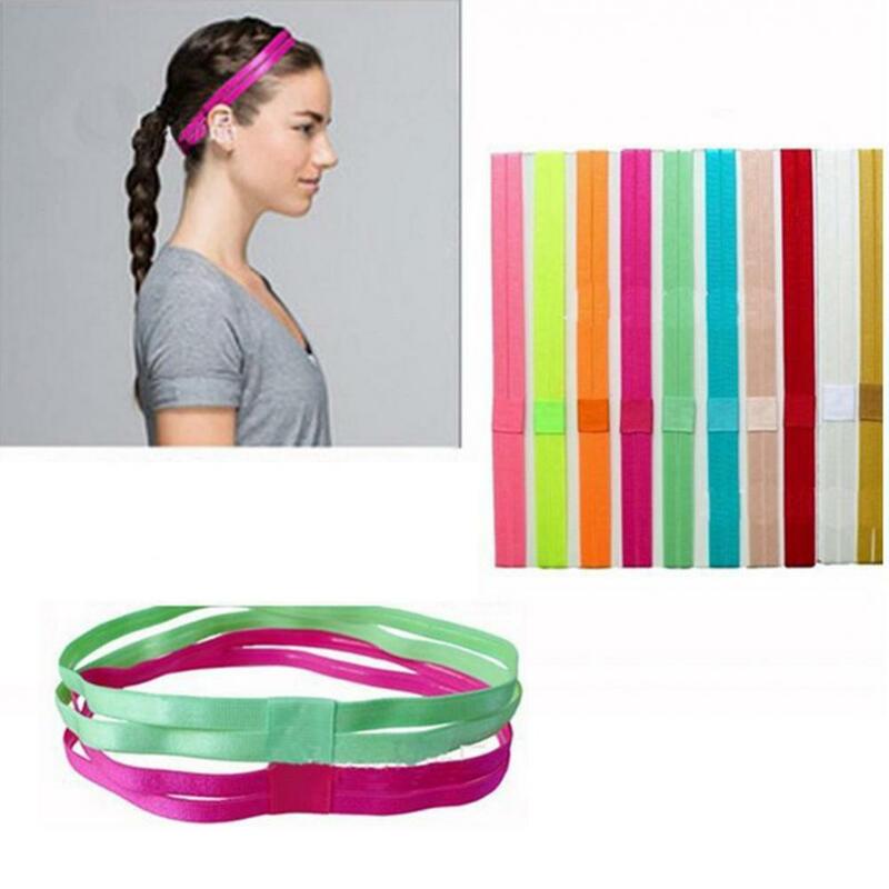 1Pc Women's Girl's Yoga Headbands Non-Slip Double Band Strip Sweat Guide Elastic Headbands Yoga Running Fitness Hair Accessories