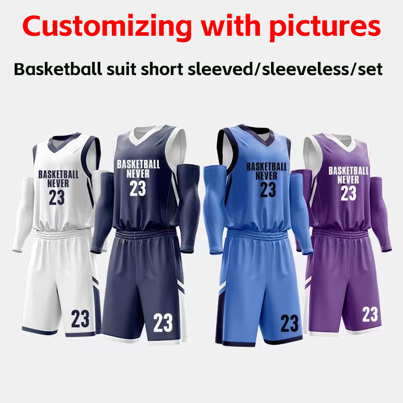Conjunto de fato de basquete masculino, uniforme de equipe de treinamento esportivo, camisa infantil, secagem rápida, corpo inteiro, verão