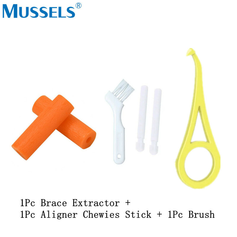 1 Kit Dental Brace Extractor Hook Orthodontic Aligner Chewies Remove Retainer Bite Stick Tooth Tray Seaters Oral Care Tool Set