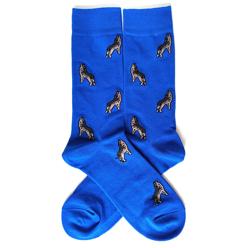 Cartoon Dog and Cat Theme Socks for Men, Engraçado Hip Hop Trend, Skate de rua, Big Long Socks, Novidade em algodão, 58 estilos