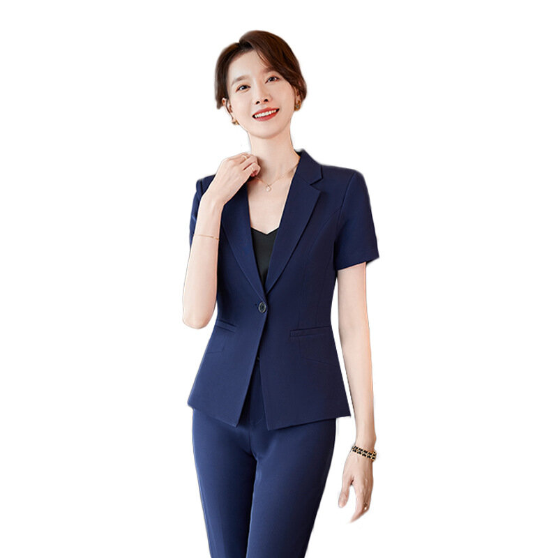 Sommer Kurzarm ol Business Wear Damen anzüge Anzug Hosen Business formelle Kleidung anmutige modische Set Overalls
