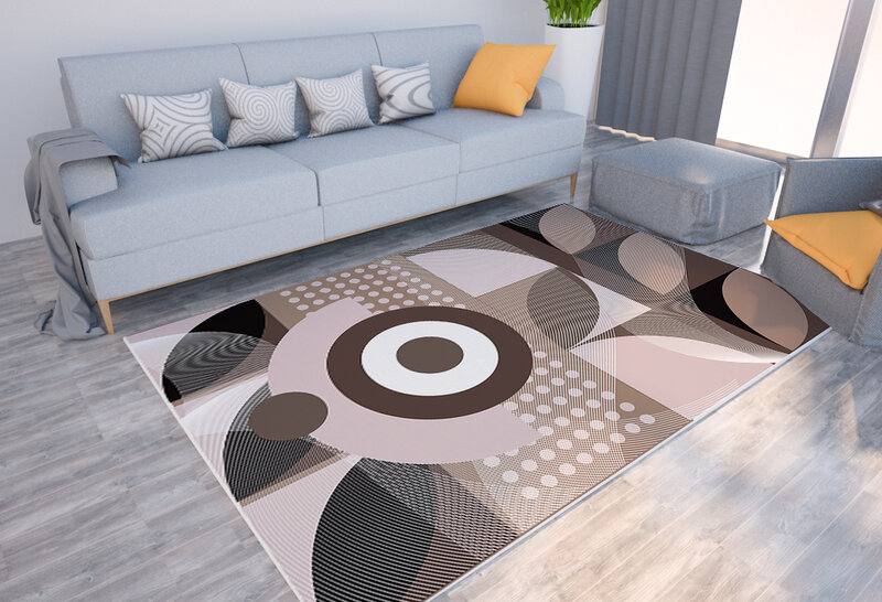 Fashionable abstract geometric print carpet modern home living room decorative floor mat bedroom room soft large area carpet