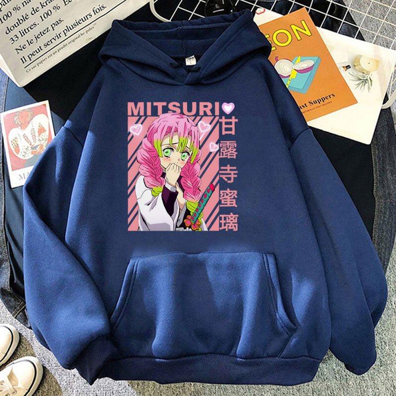 Neue Anime Kanroji Mitsuri Print Hoodie Sweatshirts Männer Frauen Kapuze Pullover Unisex Langarm Hoodie Tops Paar Hoodies
