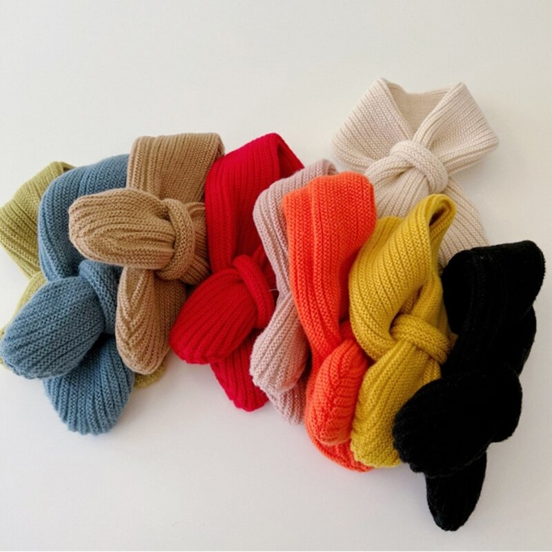 Écharpe tendance pour enfants, couleur unie, écharpe tricotée, automne hiver, écharpe à X90C