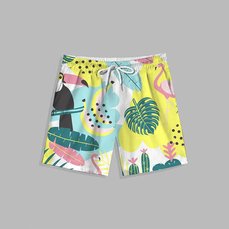 Hawaiian Summer New 3D Tropical Leaves Printig Beach Shorts uomo Beach Trees Graphic Board Shorts Cool Fashion Swim Trunks Pants