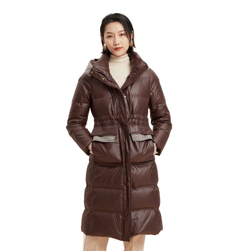 2023 New Winter Fashion Women Down Coat con cappuccio High End European Women Coat White Duck Down parka cappotto addensato di media lunghezza