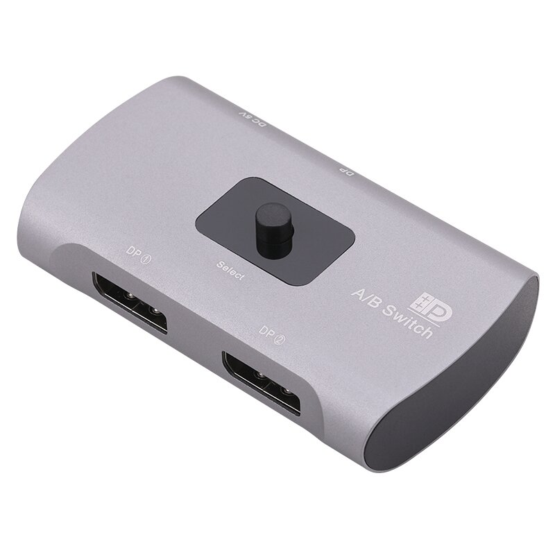 Interruptor 2 in-1 portátil varejo para áudio e vídeo, DP 4K60HZ, 2 vias