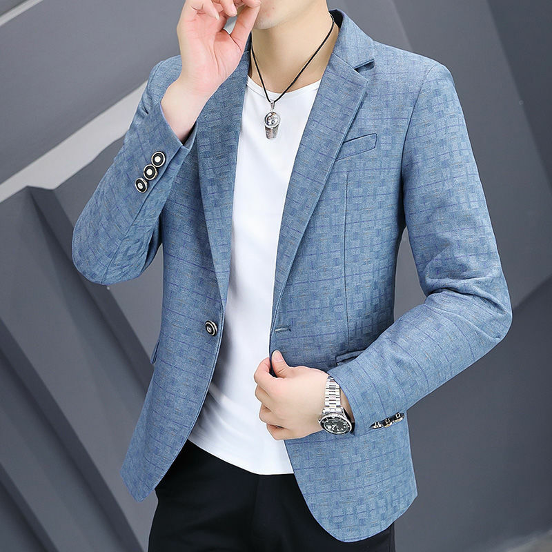2-A24 Small suit for men Korean style trendy youth spring and autumn casual British pelity single suit fashion plaid suit jacket
