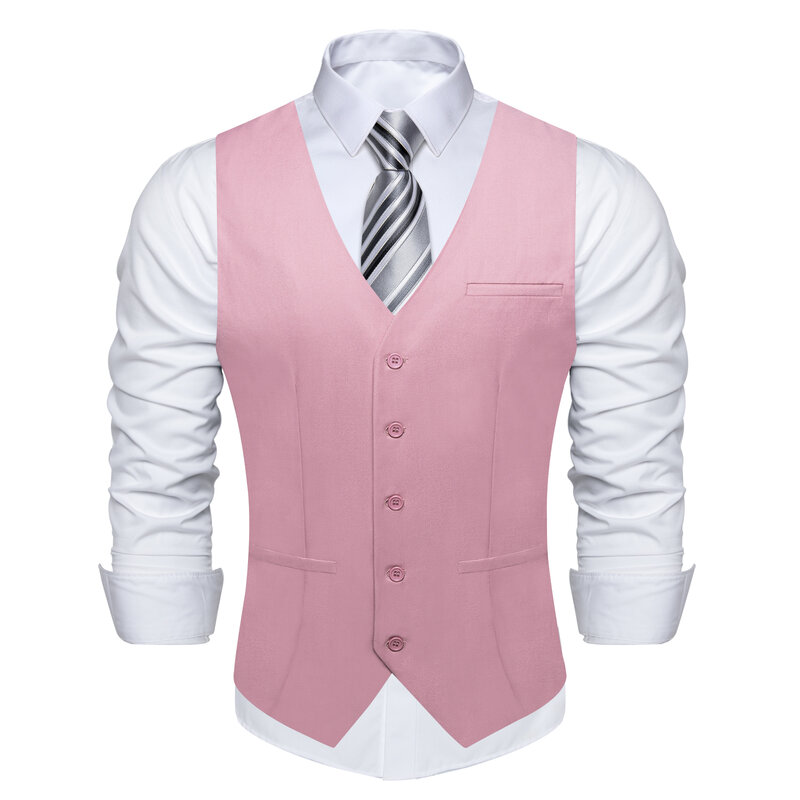 Exquisite Pink Casual Men's Vest Fashion Necktie Handkerchief Fromal Slim Fit Dress Waistcoat for Man Wedding Business Free ship